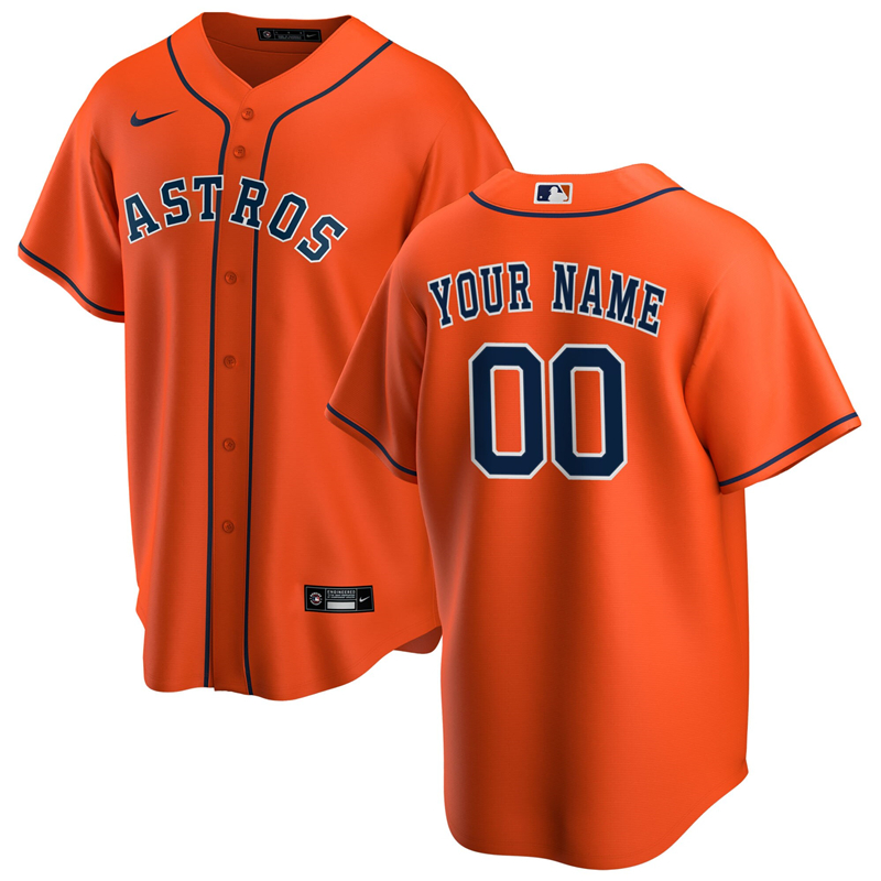 2020 MLB Men Houston Astros Nike Orange Alternate 2020 Replica Custom Jersey 1